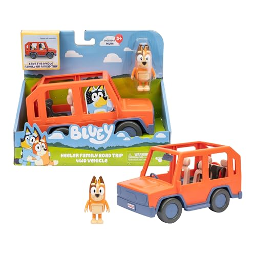 Bluey Heeler Family Road Trip 4WD Vehicle Includes Articulated Chilli Figure With Open Roof To Easily Fit 4 Figures Inside Ideal for all 2.5 Inch Figures (Sold Separately)