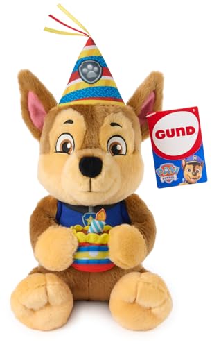 Paw Patrol Peluche de Chase de la Patrulla Canina de GUND, Peluche Oficial de Chase, Juguete sensorial para niños a Partir de 1 año, 24 cm