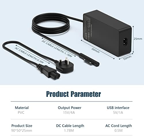 Surface Pro Charger,BIUBOTY 65W/44W/36W Compatible with Surface Pro 7/Surface go 2, Power Supply for Microsoft Surface Pro 3/4/5/6 Surface Laptop1/2/3 Surface Go1 & Surface Book1/2 Charger