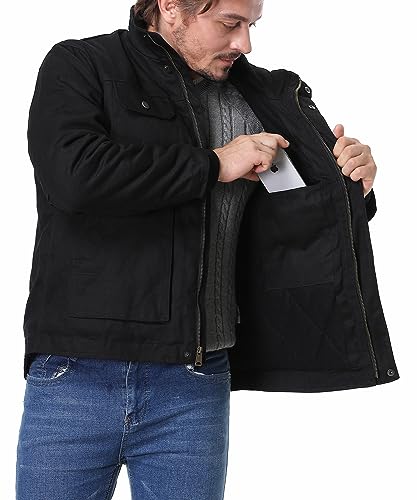 Image of Men's Quilted Flannel Lined Work Coat Long-Lasting Jacket