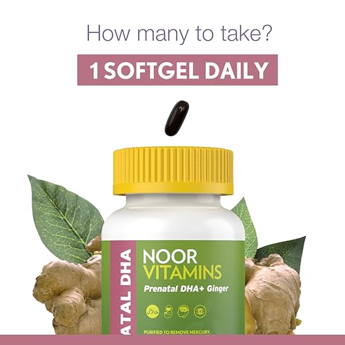 Image of Noor Vitamins Halal Prenatal Vitamins with DHA and Folic Acid, Essential Vitamins, Ginger to Soothe Mom's Stomach, Iron, Softgels, Prenatal Vitamin Before /During /Post Pregnancy (1 Month Supply)