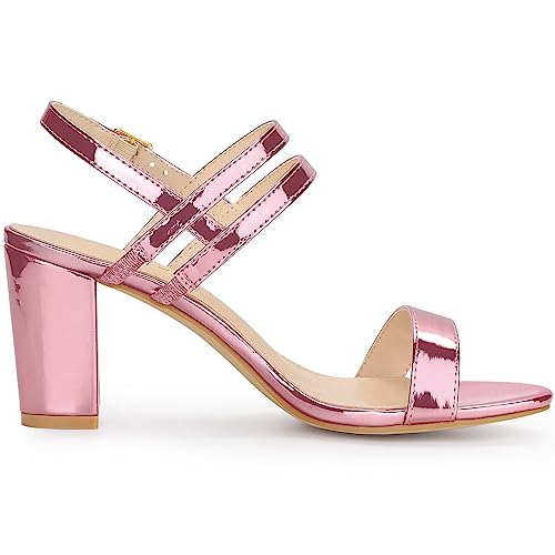 Allegra K Allegra K Women's Slingback Block Heel Pink Sandals 6.5 M US
