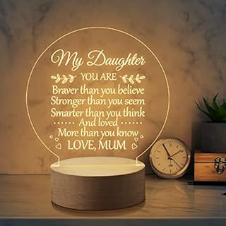 blumuze Daughter Gifts, Engraved Daughter Night Light Lamp, Daughter Birthday Graduation Christmas Gifts, Anniversary Wedding Gifts/Presents for Daughter from Mum 13CM*19CM