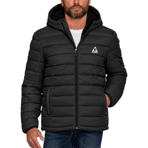 Gerry Mens Puffer Coat - Heavyweight Sherpa Lined Winter Jacket with Hood