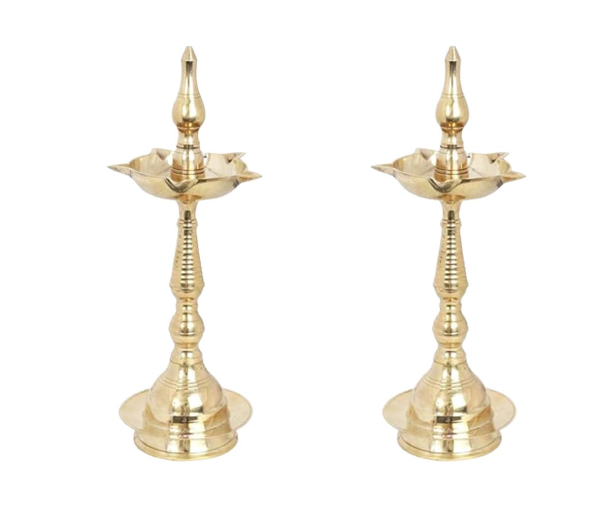 Brass 5 face Samai 6.2 Inches Height Set 2 (2 Pcs)