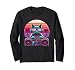 House DJ Cat 80s 90s Sunset Rainbow DJ Cat Men Women Kids Long Sleeve T-Shirt