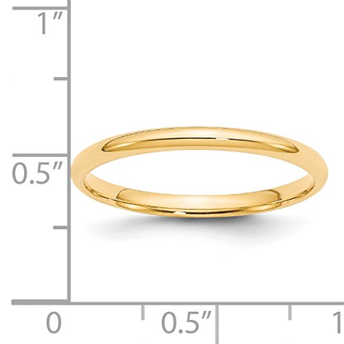 Solid 14k Yellow Gold 2 mm Comfort Fit Lightweight Wedding Band Ring3