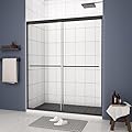 VISRACK Double Sliding Glass Shower Door 56-60" W x 70" H Waterproof Bathroom Glass Framed Sliding Shower Door with Premium 1/4 Inch(6mm) Certified Thick Tampered Glass in Matte 304 Stainless Steel