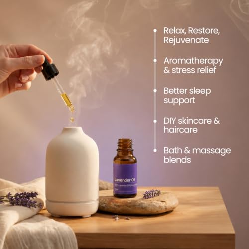 Image of My Pahadi Dukan (MPD) Lavender Essential Oil 10 ml, 100% Pure & Undiluted, Steam Distilled Natural Lavender Oil for Aromatherapy, Relaxation, Sleep, Skin, Hair & Scalp Care, No Paraben, Sulphate or Mineral Oil
