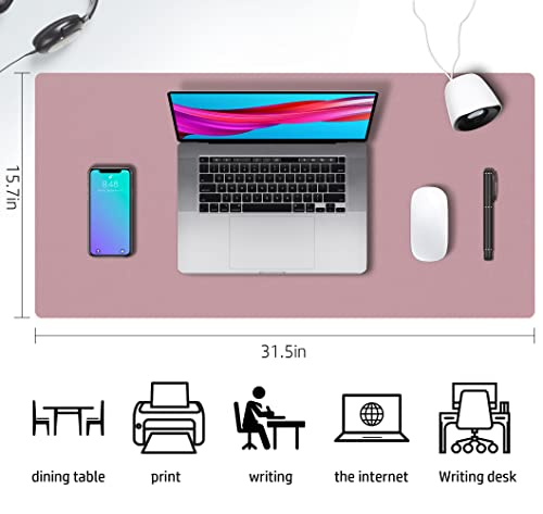 Image of Desk Mat Large Protector Pad - Multifunctional Dual-Sided Office Desk Pad,Smooth Surface Soft Mouse Pad, Waterproof Desk Mat for Desktop, Pu Leather Desk Cover for Office /Home(Purple, 31.5 inch x 15.7 inch)