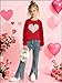 Kids Valentine's Sweatshirts for Girls Boys Love Heart Casual Cable Knit Long Sleeve Shirts Valentines Tops(Red3,150)