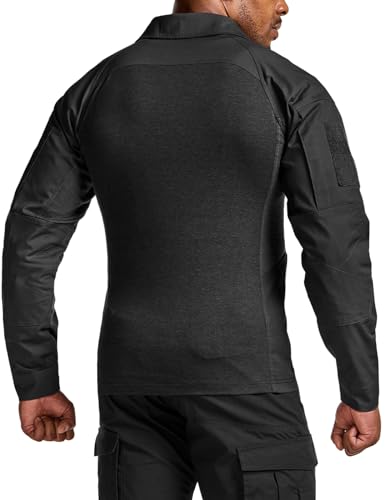 image for CQR Men's Combat Shirt Tactical 1/4 Zip Long Sleeve Military BDU Shirt