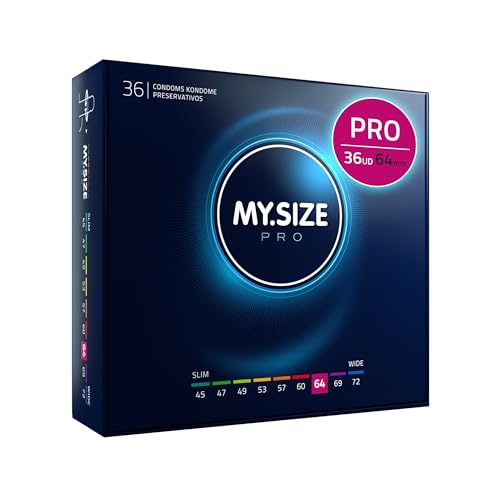 MY.SIZE PRO Condones ÉLITE, talla 6, 64 mm, XXL, 36 piezas - Látex Vytex extra puro, fácil de abrir