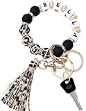 Munchewy Personalized Silicone Bead Keychain Bracelet Wristlet for Women House Car Keys Ring Holder
