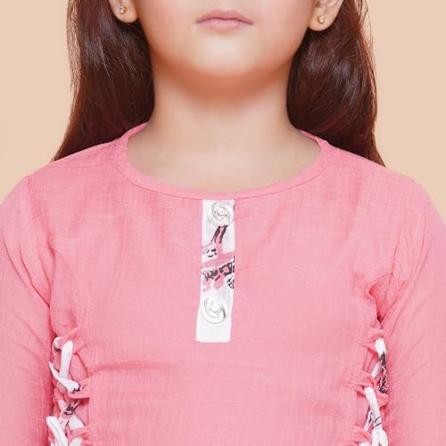 Image of Blushup Girls Floral Printed Rayon Ethnic Wear Kurti and Dhoti Set