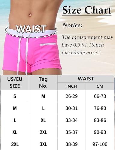 Ausing Bañador Boxer para hombre con cordón de ajuste para pantalones cortos de playa para piscina Surf - S-2XL(EU)=Tag M-3XL, rosa, L - imagen 6