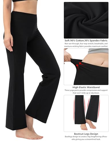 Image of BUBBLELIME 29 inch /31 inch /33 inch /35 inch /37 inch 3 Styles Women's High Waist Bootcut Yoga Pants Basic /Side Pockets Tummy Control Workout Flared