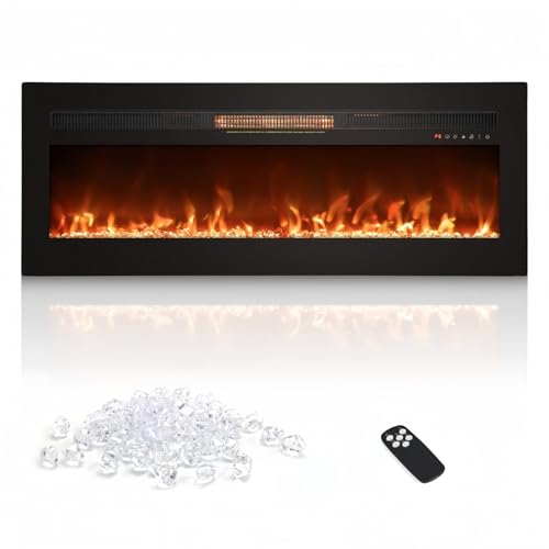 DARDVORLAG Elektro Kamin 50'/127cm,3-in-1 Elektrischer Kamin Wand/Einbau/Stand,Einbaukamin mit 3D Flammeneffekt und 12 Flammenfarben,900W/1800W