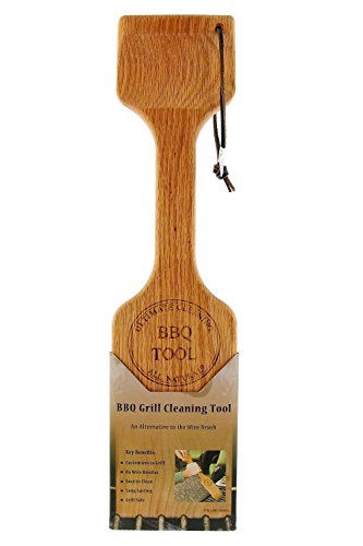 Wood Grill Scraper, Grill Scraper for Outdoor Grill, Wooden Grill Scraper with Long Handle, Grill Brush Barbecue Cleaning Tools for Multi Types Grill Grates, Outdoor BBQ