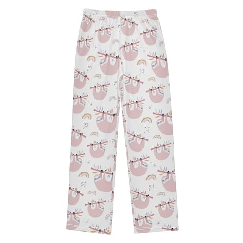 Sloth Colorful Rainbow Boys Long Pants Soft Trousers Elastic Waist Kids Lounge Bottoms with Pockets S-XL