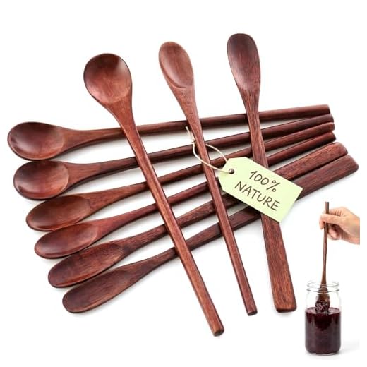 HANSGO 9PCS Wooden Honey Spoons, Mixing Coffee spoon with Long Handle for Jam Dessert Stirring