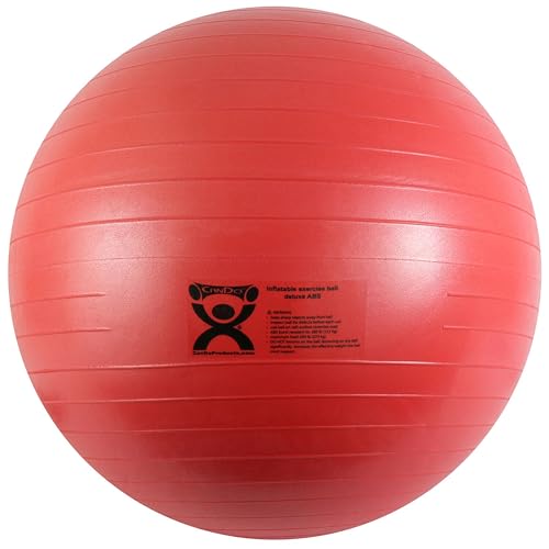 CanDo Inflatable Exercise Ball – Red 42″, Durable Extra Thick Non-Slip Stability Ball for Core Workouts, Yoga, Pilates, Active Seating, Physical Therapy, Pregnancy, Home Gym, Flexibility