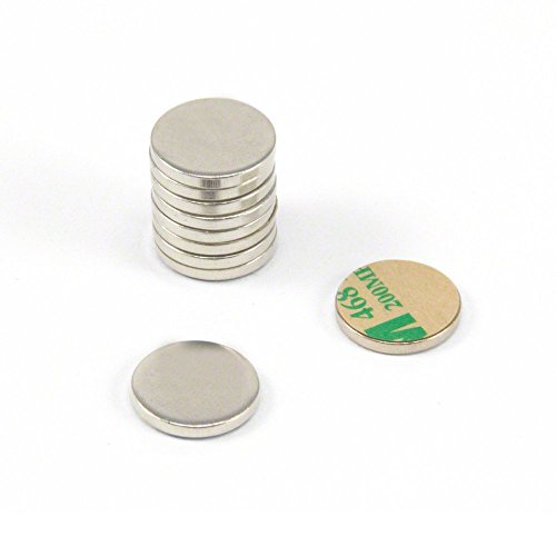 Disco de acero dulce de níquel de 16mm x 2mm con adhesivo 3M para manualidades y bricolaje pack de 100