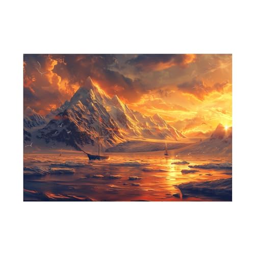 Toile décoration murale paysage marin d'hiver pour salon moderne 80x120cm