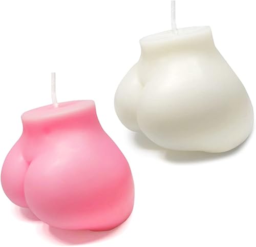 Linda vela de cuerpo decorativa divertida con forma fresca de cumpleaños, vela blanca y rosa a tope para el hogar, perfumada a la moda, habitación,