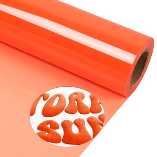 TORC Neon Orange Puff Vinyl Heat Transfer Iron on Vinyl 12" x10ft for Shirt