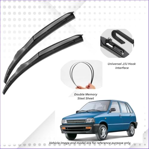 Image of ELPIS Premium Hybrid Wiper Blades for Maruti 800 | All-Season Windshield Wipers | Aerodynamic, Streak-Free & Quiet Performance | Easy DIY Installation