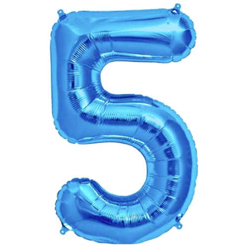 Zebra Balloons Globo de aluminio azul número 5, 101 cm