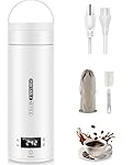 VICBINLY Travel Electric Tea Kettle, 450ml Portable Kettle, Mini Tea Kettle, One Cup Hot Water Boiler Mini Kettle Automatic Shut Off, Temperature Control, White TKB03