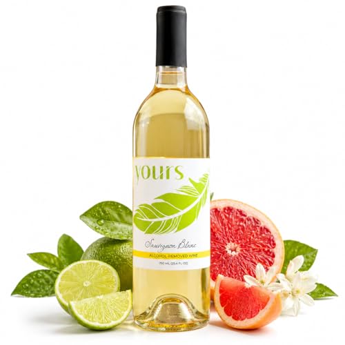 YOURS Non-Alcoholic White Wine – Sauvignon Blanc, Alcohol-Removed 750mL Bottle, Crisp Citrus Lime &amp; Grapefruit Notes, Low Sugar, Low Calorie, Serve Chilled