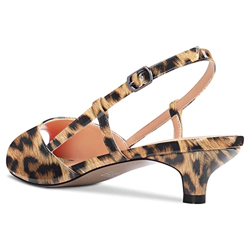 Aachcol Women Pumps Peep Open Toe Ankle Strap Slingback Kitten Low Heel Dress Shoes Sandals Patent Office Wedding Shopping 1.5 Inch3