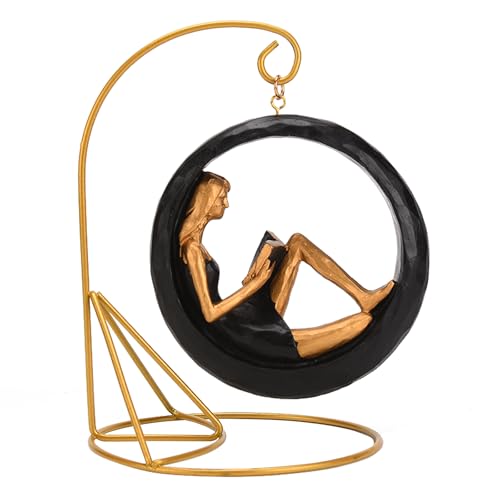Figura Estatua Resina Mujer Yoga Leyendo 7.1" Alto