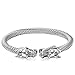 Produktbild HYZDR Armband Wikinger Mens Dragon Armband Edelstahl Twisted Kabel Armreif Manschette Armband Elastisch Einstellbar Silber Farbe Poliert @ Silver_ (1Pc)