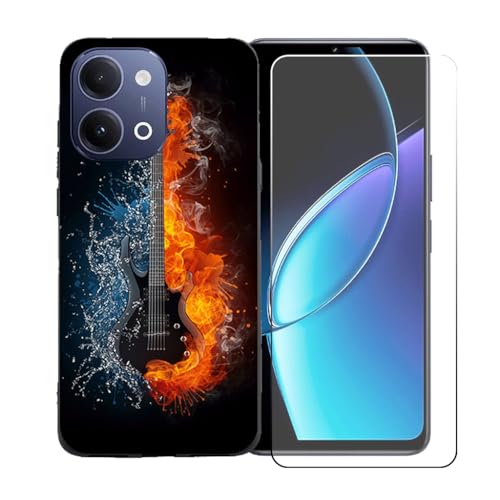 CongJiaLingXi�P�[�X�K�p�� Vivo Y60 V2559A (6.74") + �������ꂽ�K���X�X�N���[���v���e�N�^�[�A�_��ȃV���R�[���V�F���o���p�[TPU�ی�J�o�[�̂���,BST16