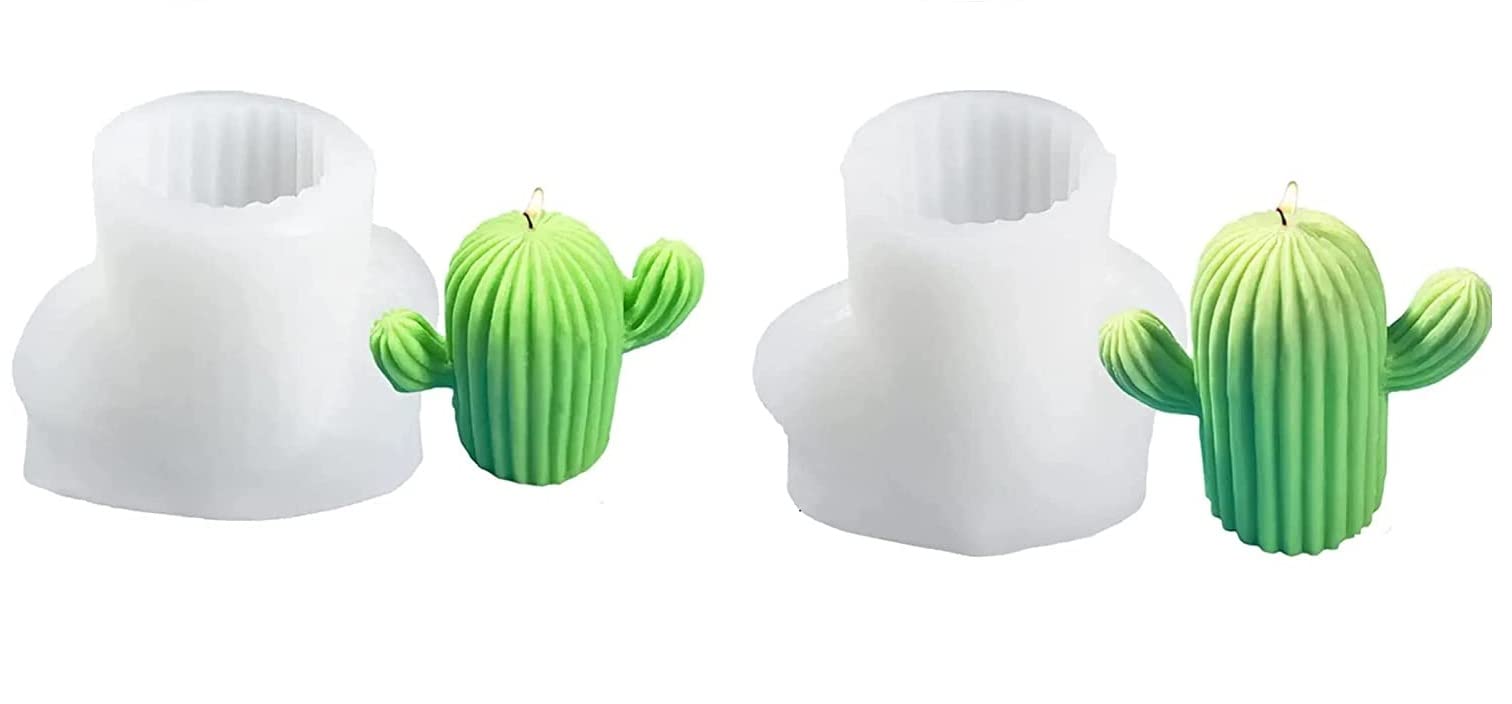 RKPM HOMES Cactus Shape Candle Mold I 3D Fondant Silicone Scented Wax Mould I Succulent Molds | Handmade Candles Making | for Mousse Dessert Soap Cake DIY Decorating – 2 Pcs (Large and Small)-image-43