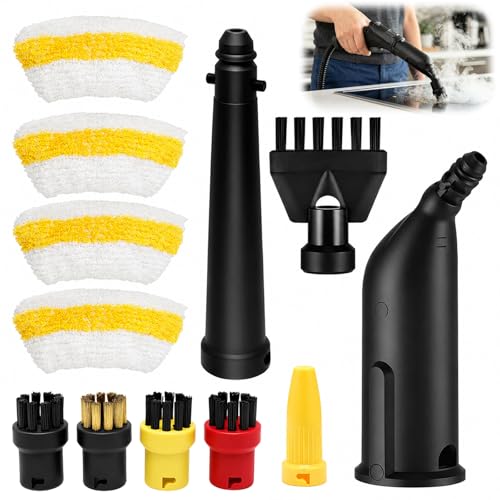 Luhuuxmu Juego de accesorios para limpiador de vapor de 12 piezas, piezas de repuesto para Kärcher SC1 SC2 SC3 SC4, boquilla de mano, cepillo redondo, cepillo para juntas, paños de microfibra y