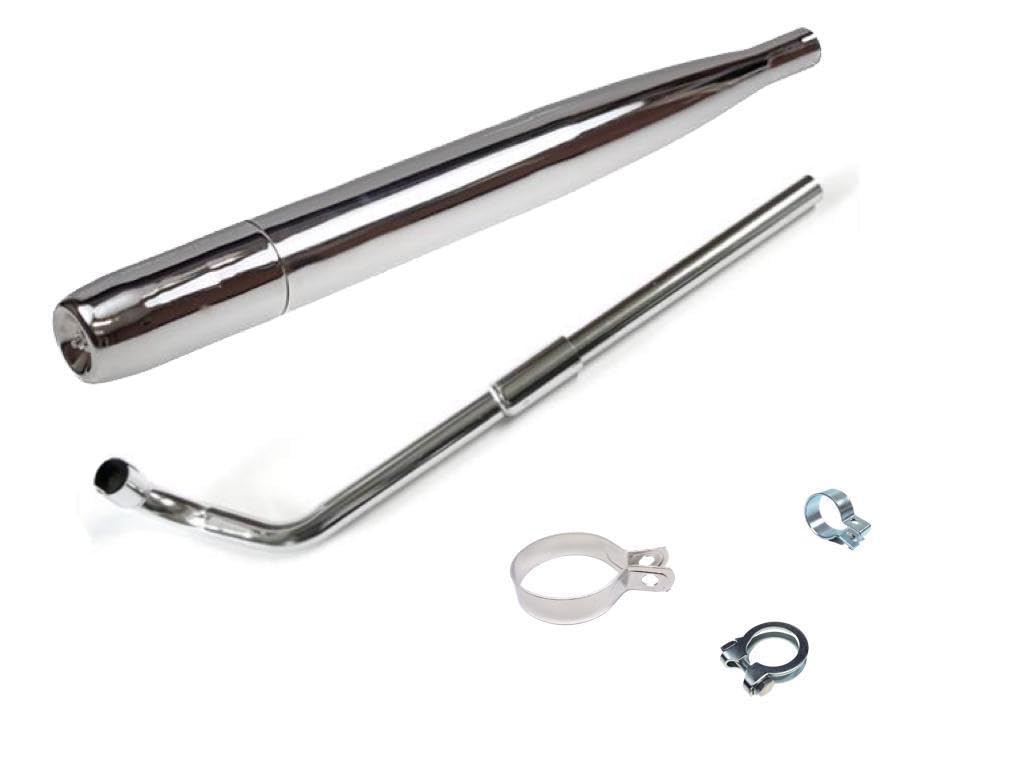 Auspuff 22mm Steck Krümmer Set Chrom für Hercules Prima M 2 3 4 5 S, Sachs 505 Motor 650mm inkl. Montageschellen