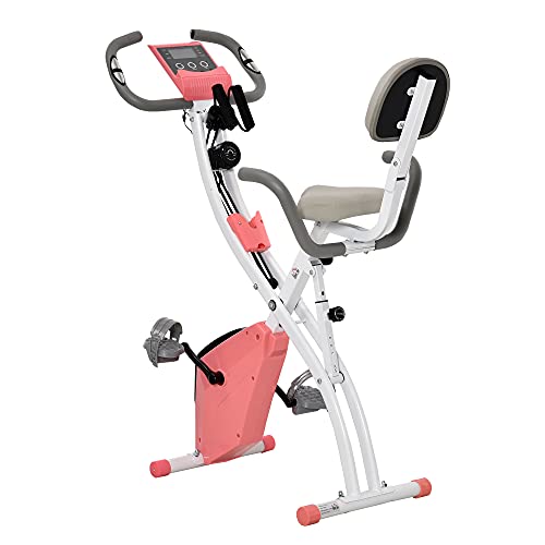 HOMCOM Bicicleta Estática Plegable Regulable en Altura Resistencia Magnética Ajustable Bicicleta de Ejercicio Fitness con...