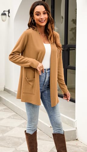 Image of Newchoice Womens Lightweight Long Sleeve Cardigans with Pockets Summer Casual Open Front Sweater Cardigan Duster