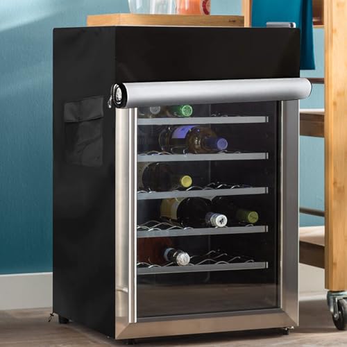 Image of Bitubi Upright Freezers Cover,Outdoor Beverage Refrigerator Cover,- Waterproof, Dustproof, Sun-Proof, 20 inch W x 20 inch D x 33 inch H. Suitable for most 3.2 Cu.ft Beer or Wine Mini Fridge (Black)