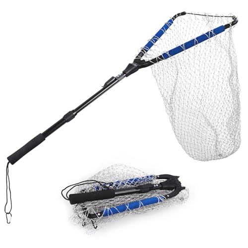 image for RESTCLOUD Fishing Landing Net with Telescoping Pole, Strong Aluminum F