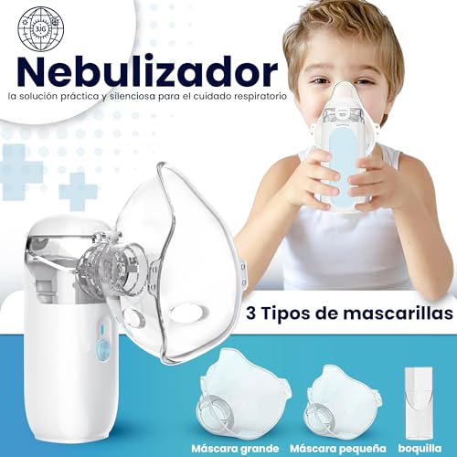 Miniatura 2 de 3jg Nebulizador Para Bebe Niños Adultos, Nebulizador Portátil Para Adultos Y Niños, Silencioso, Con 2 Máscaras Y Boquilla, Inhalador Con Mango Para Uso Doméstico Y De Viaje, Con Cable Usb