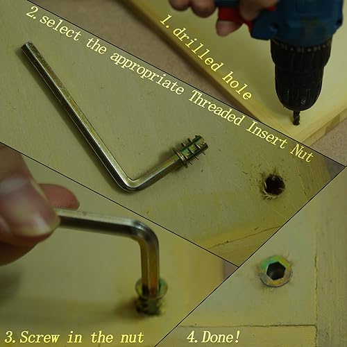Athyuth TINUT-01A Threaded Inserts For Wood, 150 Pieces Zinc Alloy Thread Inserts Nuts Assortment Kit For Soft Wood, Hex Socket Flanged Threaded Wood Inserts M4 M5 M6 M8 M10 Screw Inserts thumb #5
