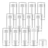 BOSMIOW 12 Pieces 15g Clear Plastic Deodorant Containers,Empty 1/2 oz Travel Lip Balm Tubes for DIY Solid Perfume,Lipstick,Chapstick,Crayon