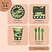 144-Piece Camo Party Decorations for Army-Themed Birthday, Baby Shower, Welcome Home Party, Serves 24, Includes Camouflage Paper Plates, Napkins, Cups, and Cutlery