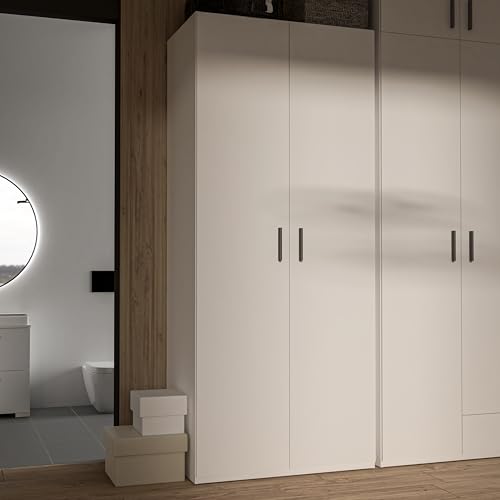 Forte TRAWEN Armario 90 Moderno Armario Armario de Pasillo Armario Multiusos 2 Puertas Madera Blanco 88,9 cm Ancho x 210,5 cm Alto x 54,2 cm Fondo